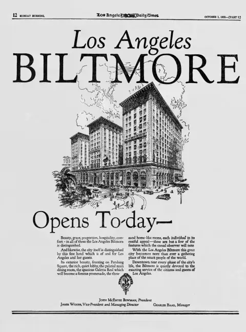 The hotel opened Monday, October 1, 1923