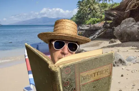 The author enjoying a classic beach read