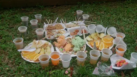 7th month food offerings at the Hungry Ghost Festival in Singapore