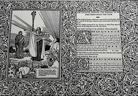 Heavily illustrated double truck from the Altar Book for the Episcopal Church