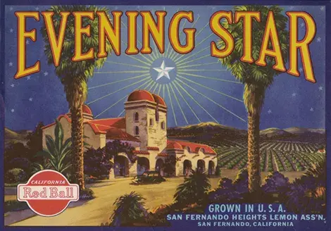 Mission with palm trees and a big star