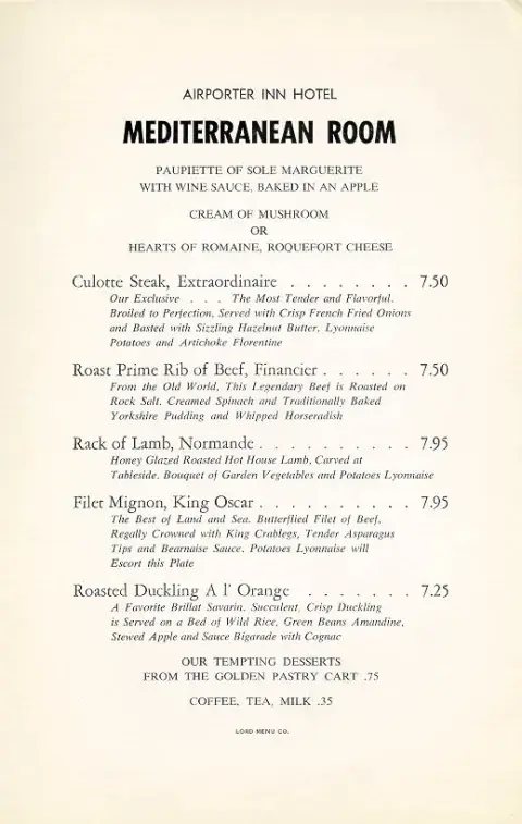 scan of airporter menu