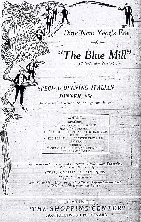 Blue Mill menu scan