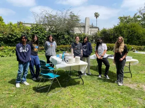 teens in a garden