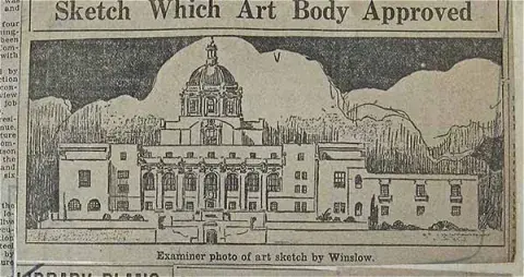 Sketch of revised design published in the Herald Examiner, July, 1923