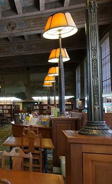 lamps in interior of library