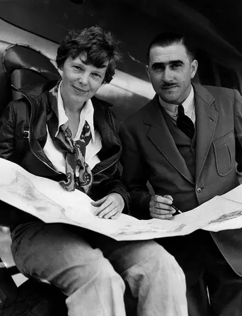 Amelia Earhart and her technical expert, Paul Mantz