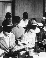 vintage photo of people in blindfolds