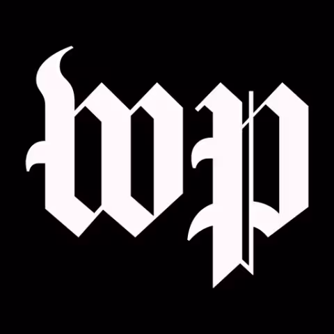 Logo for the Washington Post: the letters "W" and "P" in white on a black background