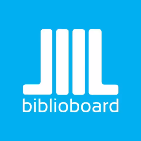 "Biblioboard" logo on a light blue background.