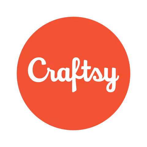 Crafty logo in white text and orange circular backdrop.