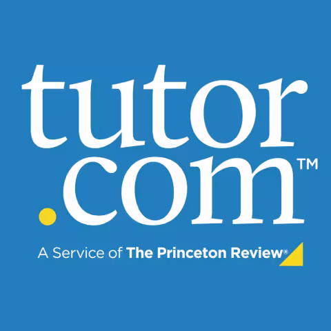 Logo for "tutor.com" with the text "A Service of The Princeton Review""