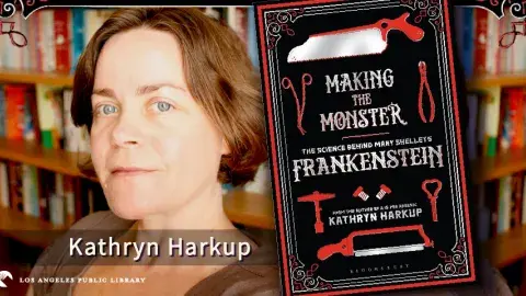 Author Kathryn Harkup and her book Making the Monster: The Science Behind Mary Shelley's Frankenstein