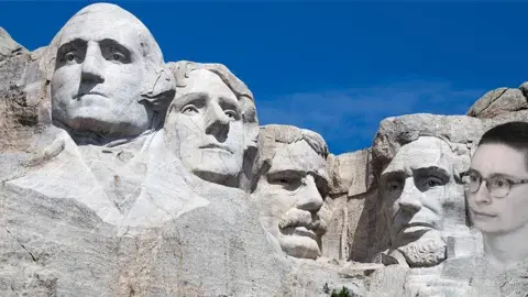 Mount Rushmore heads plus Amanda's head