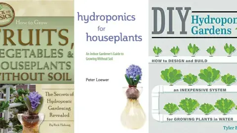 Book covers of recommended hydroponic gardening books
