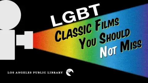 film projector projecting rainbow stream of light with the words lgbt classic films you should not miss
