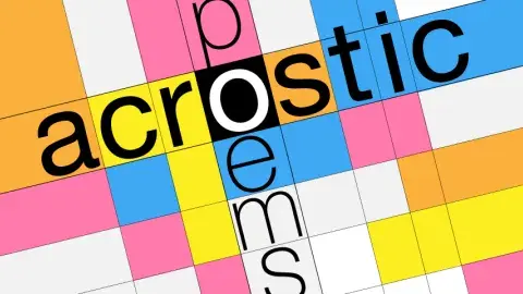 Colorful graphic of ccrostic poems words