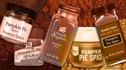 pumpkin spice bottles on a spice blend background