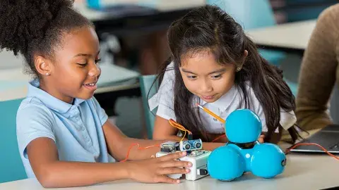 Young girls working on a science project