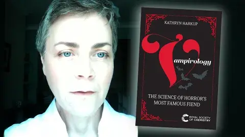 Author Kathryn Harkup and her latest book, Vampirology
