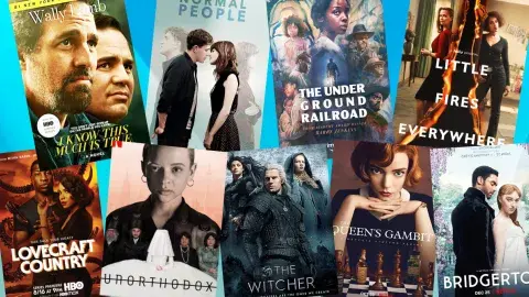 Collage of streaming television shows adapted from books