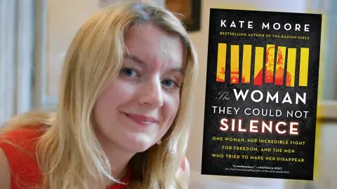 Author Kate Moore and her latest book, The Woman They Could Not Silence