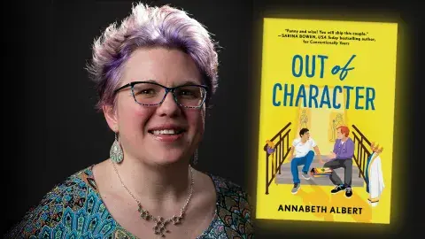 Author Annabeth Albert and her latest novel, Out of Character