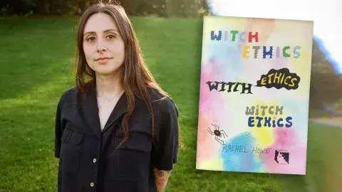 Zine author, Rachel Howe and her zine, Witch Ethics