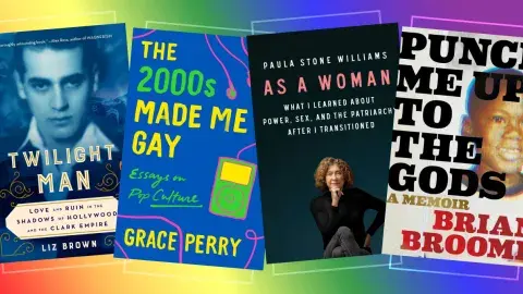 Collage of four books about LGBTQIA experience