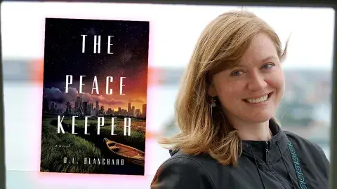 Author B.L. Blanchard and her debut novel, The Peacekeeper
