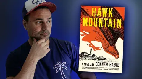 Author Conner Habib and his debut novel, Hawk Mountain