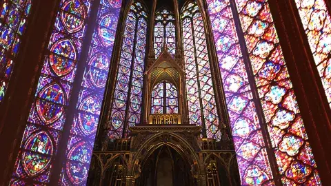 Inside of a medieval church, close-up of a church sanctuary