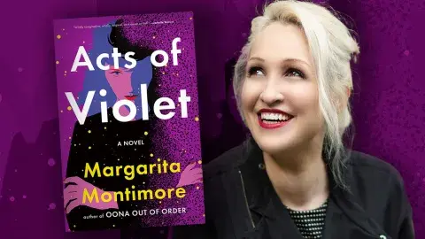 Author Margarita Montimore and her latest book, Acts of Violet