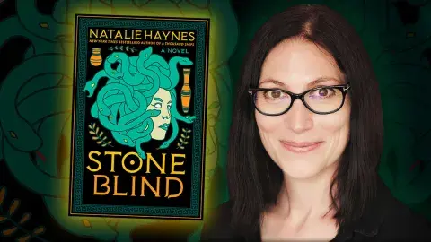 Author Natalie Haynes and her latest novel, Stone Blind