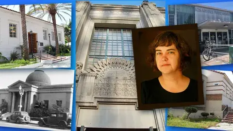 Collage of selected libraries of Los Angeles and Tiffney Sanford