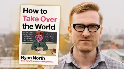 Author Ryan North and his latest book, How to Take Over the World