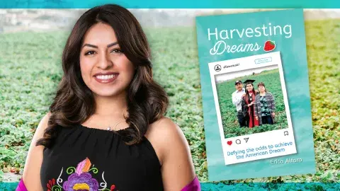 Author Erica Alfaro and her motivational book, Harvesting Dreams