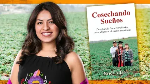 La autora Erica Alfaro y su libro motivacional, Harvesting Dreams