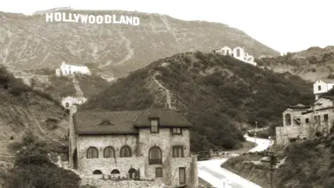 view of the Hollywood sign when first constructed