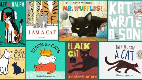 8 book covers of cats