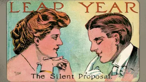 1908 Leap Year The Silent Proposal artist August Hutaf Vintage Postcard