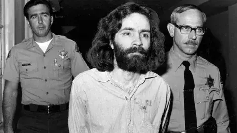 Charles Manson being lead away by deputies