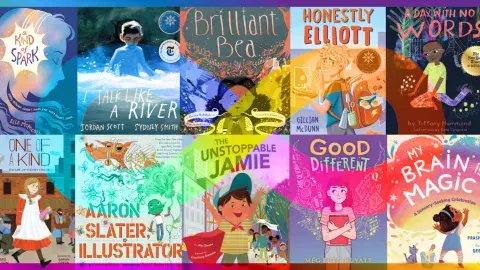 Collage of books for neurodivergent children