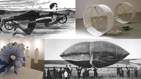 Photo collage of past invention ideas and creative art ideas
