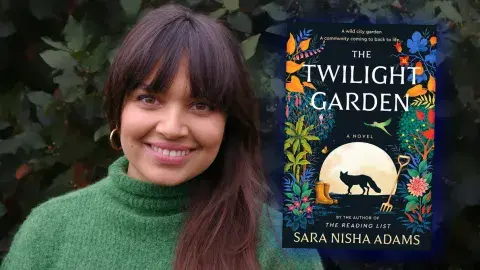 Author Sara Nisha Adams and her latest novel, The Twilight Garden