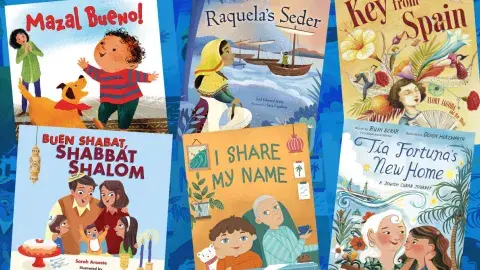 Collage of picture books with Sephardic representation