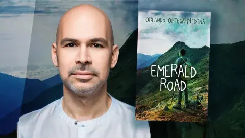 Author Orlando Ortega-Medina and his latest novel, Emerald Road
