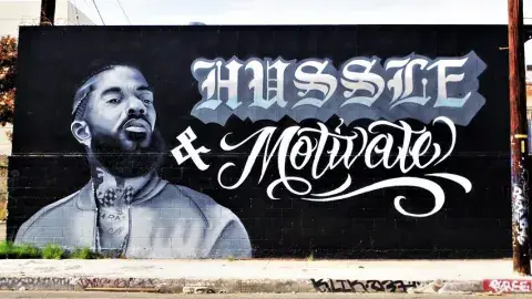 street mural of rapper Nipsey Hussle