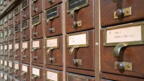 close up of card catalog