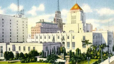 vintage postcard of central library